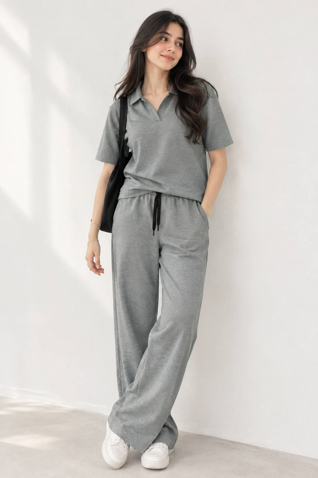 Women’s Gray Textured Cord Set