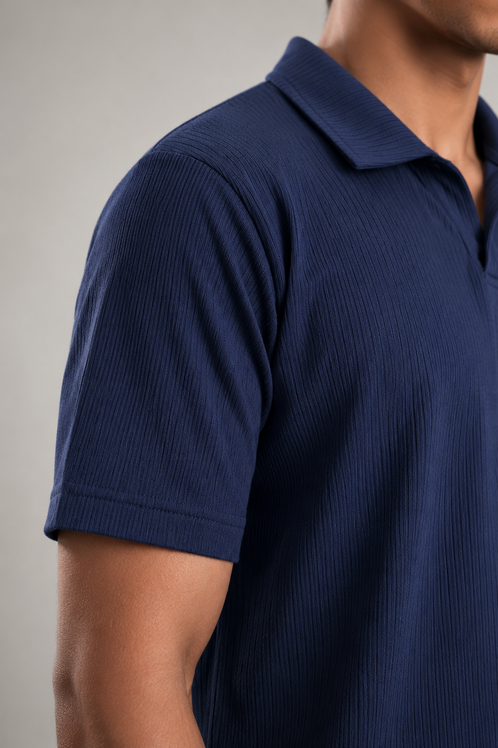 Navy Textured Knit Polo