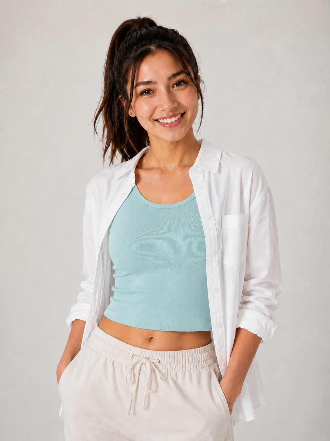 Women’s Ribbed Tank Top - Dusty Teal