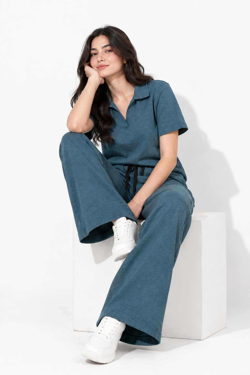 Women’s Blue Textured Cord Set