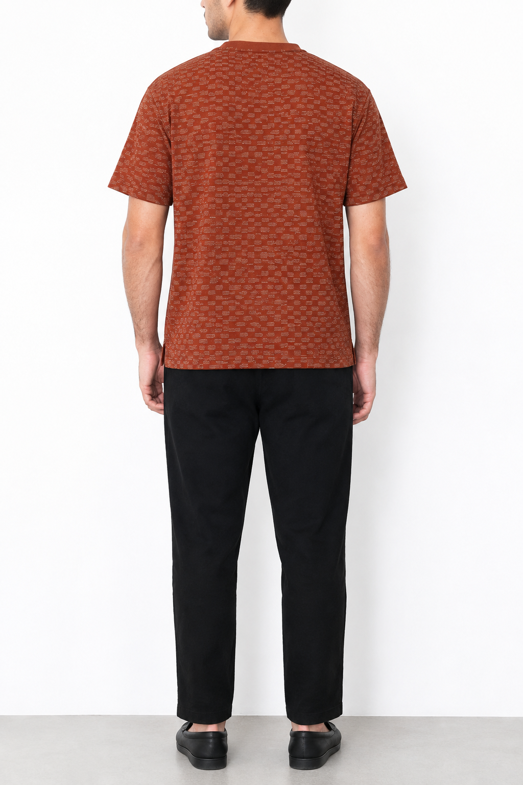 Rust Brown Textured Crew Neck T-Shirt