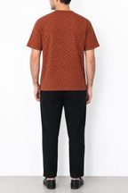 Rust Brown Textured Crew Neck T-Shirt
