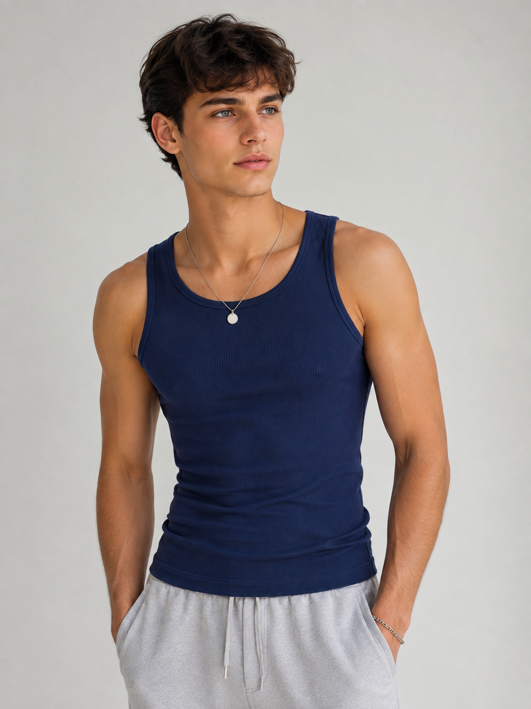 Men’s Ribbed Tank Top - Navy