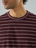 Maroon Fine Stripe Crew Neck T-Shirt