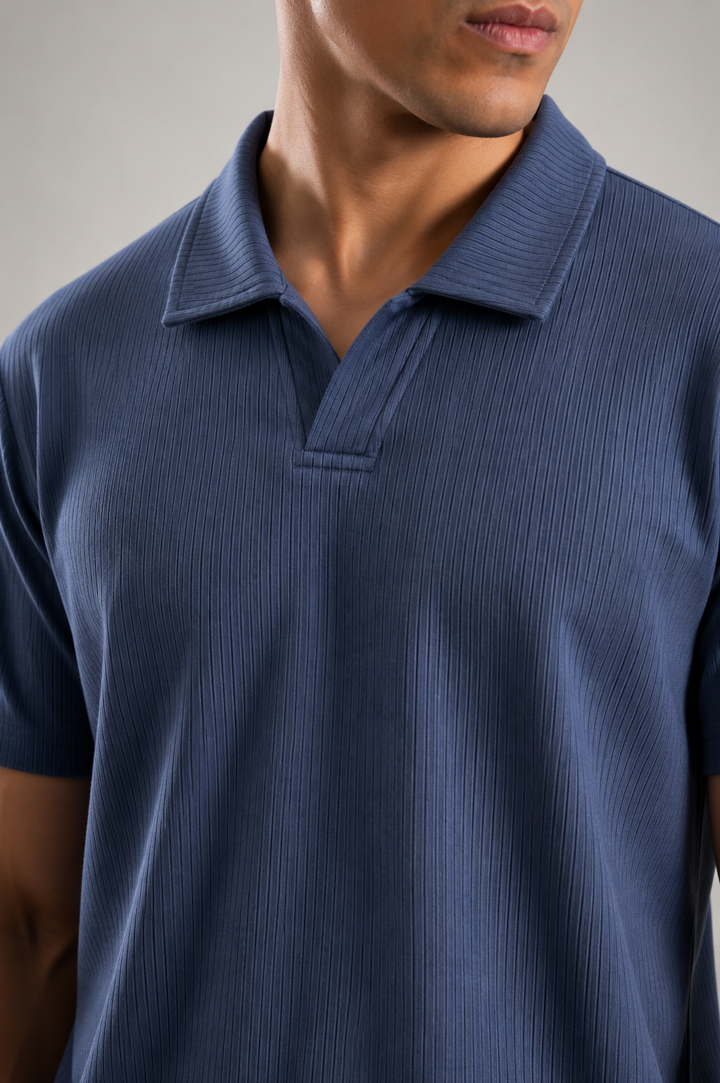 Navy Textured Knit Polo