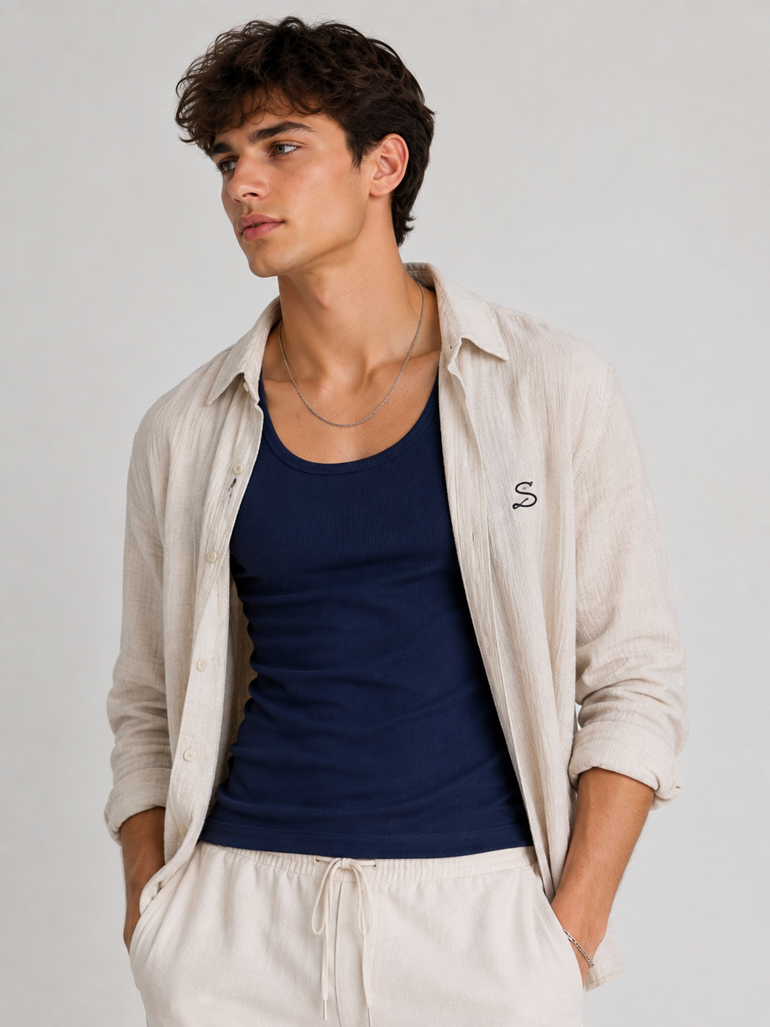 Men’s Ribbed Tank Top - Navy