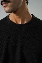 Signature Popcorn Black Knit Tee
