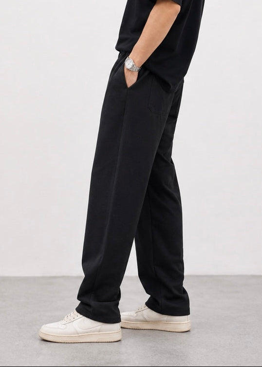 Micro Knit Oversized Trouser – Black
