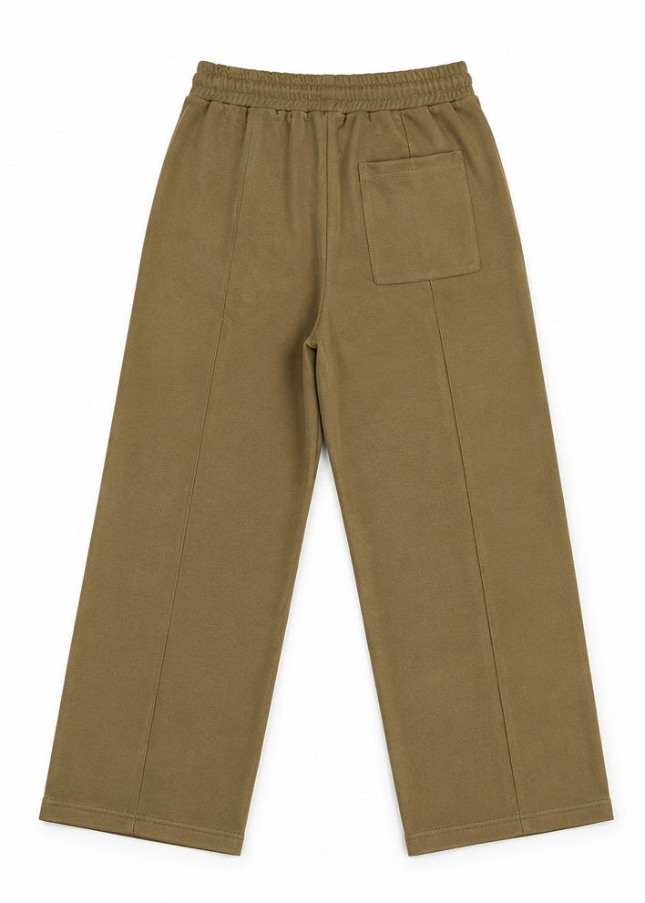 Micro Knit Oversized Trouser –  Dark Camel