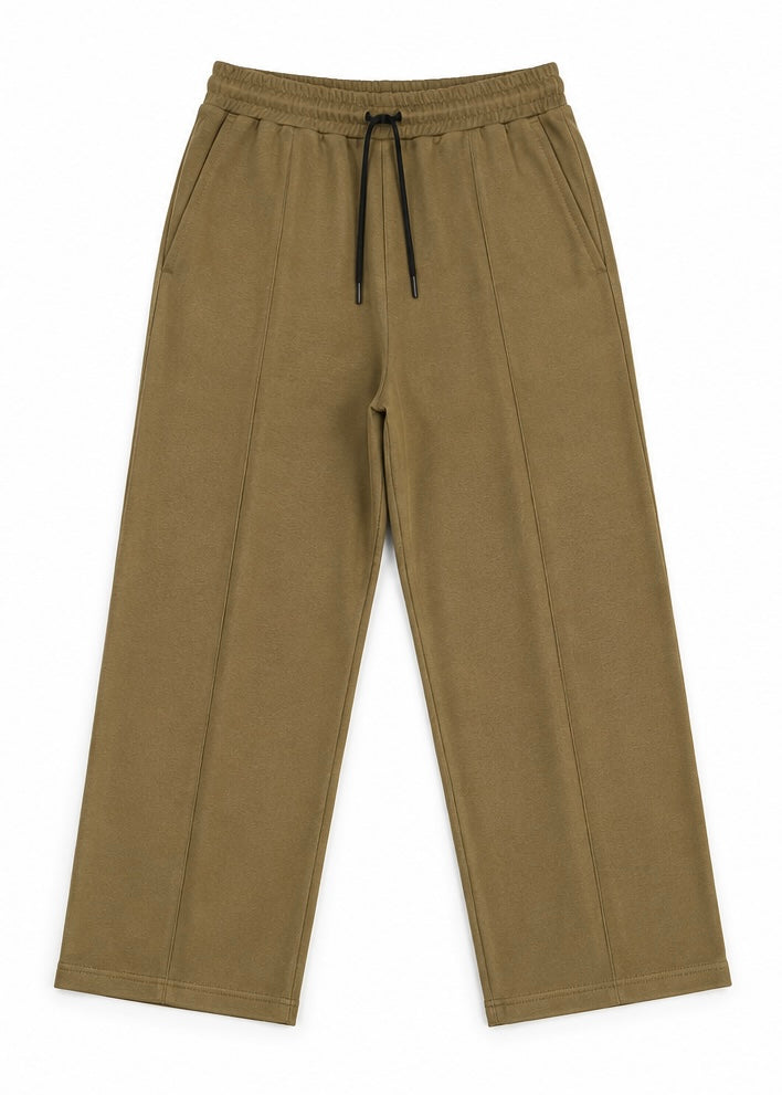 Micro Knit Oversized Trouser –  Dark Camel