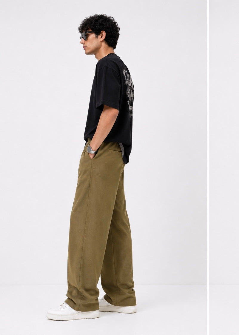 Micro Knit Oversized Trouser –  Dark Camel