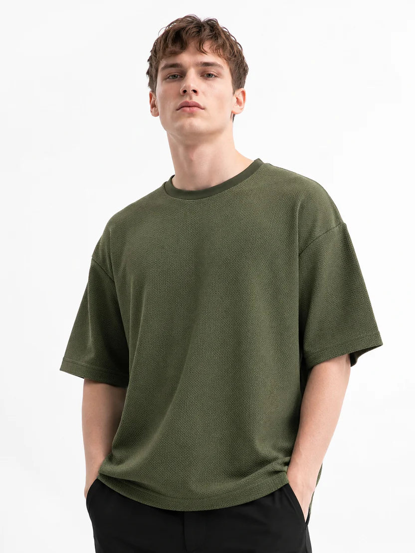 Olive Texture Knit Tee