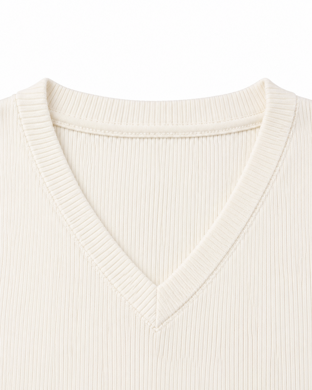 Ivory Textured V-Neck Tee