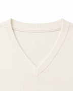 Ivory Textured V-Neck Tee