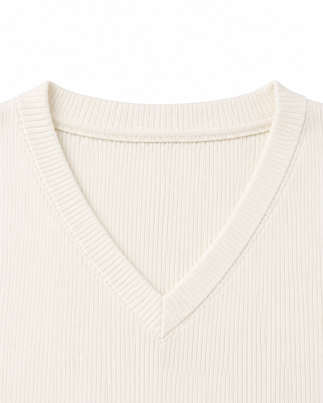 Ivory Textured V-Neck Tee