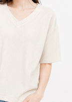 Ivory Textured V-Neck Tee