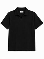 Black Textured Knit Polo