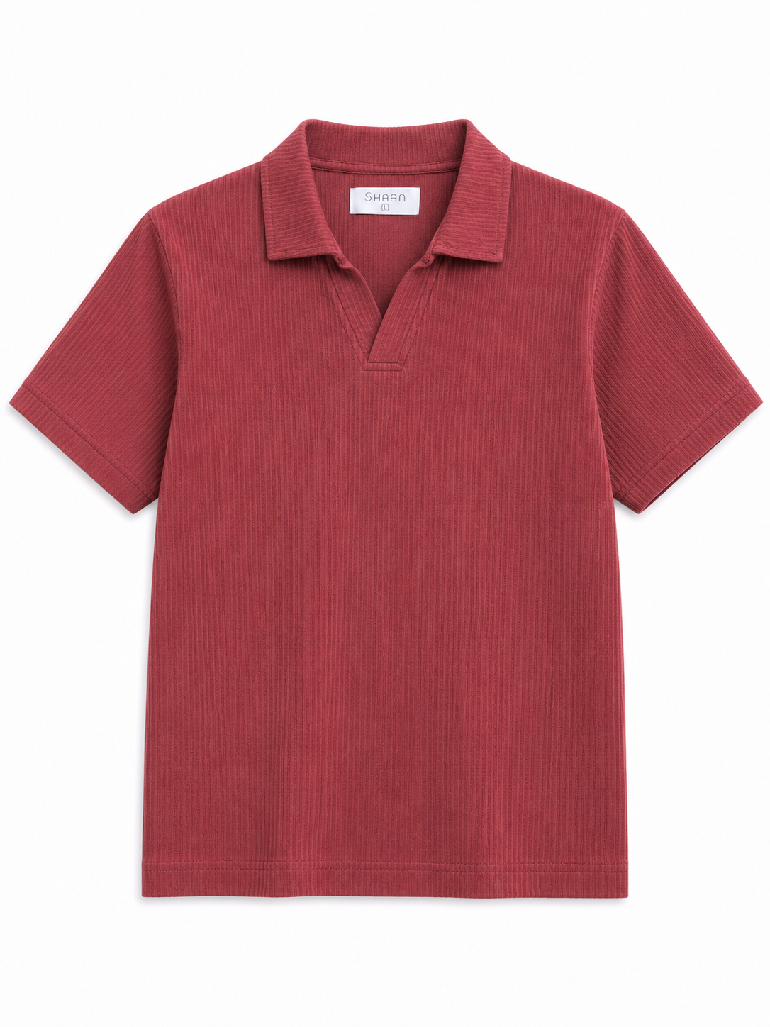 Brick Red Textured Knit Polo