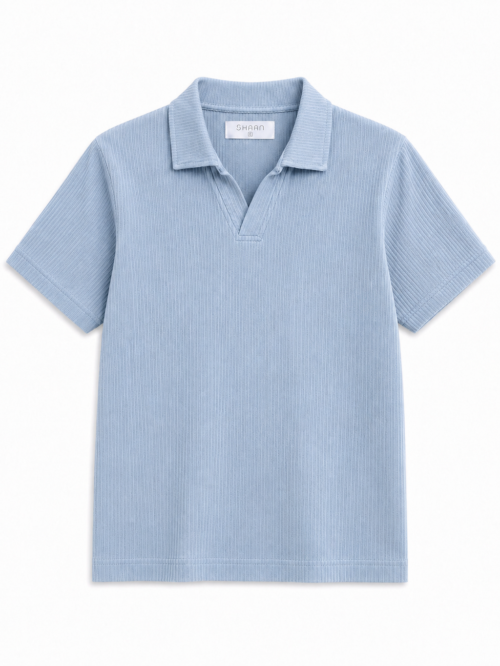 Powder Blue Textured Knit Polo