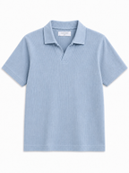 Powder Blue Textured Knit Polo