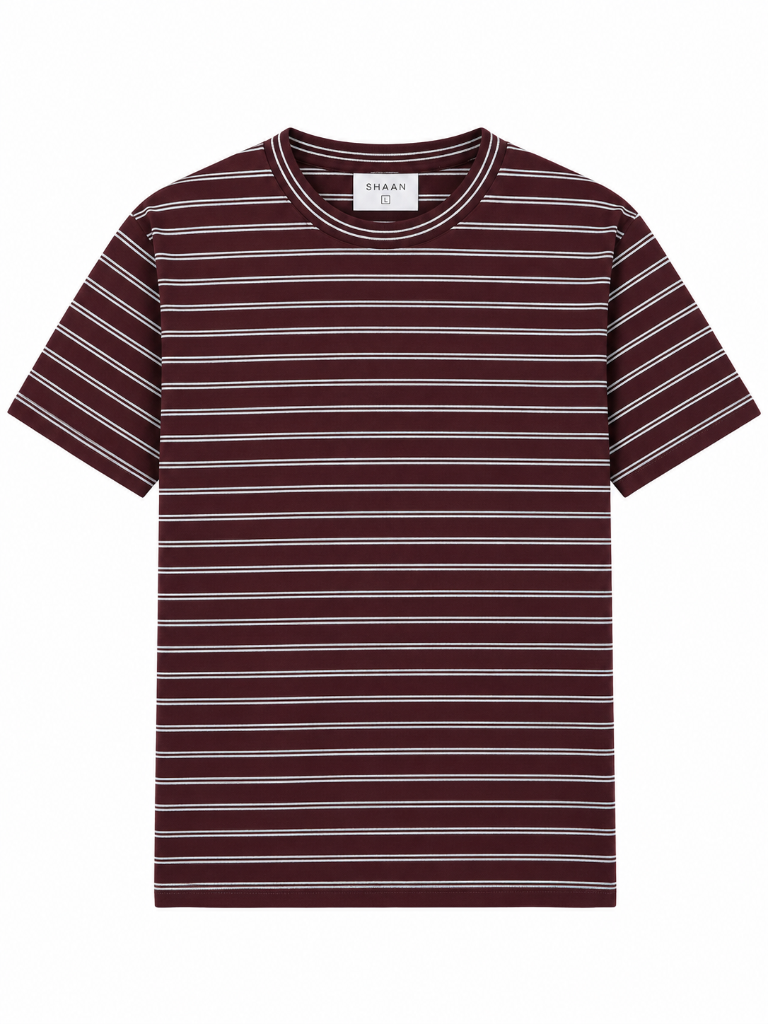 Maroon Fine Stripe Crew Neck T-Shirt