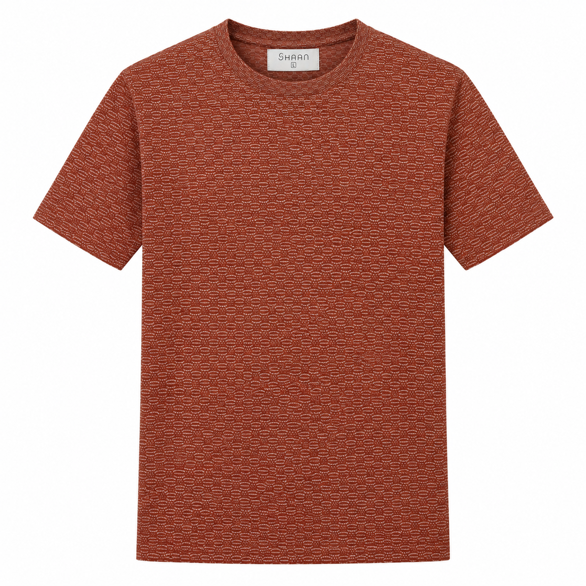 Rust Brown Textured Crew Neck T-Shirt
