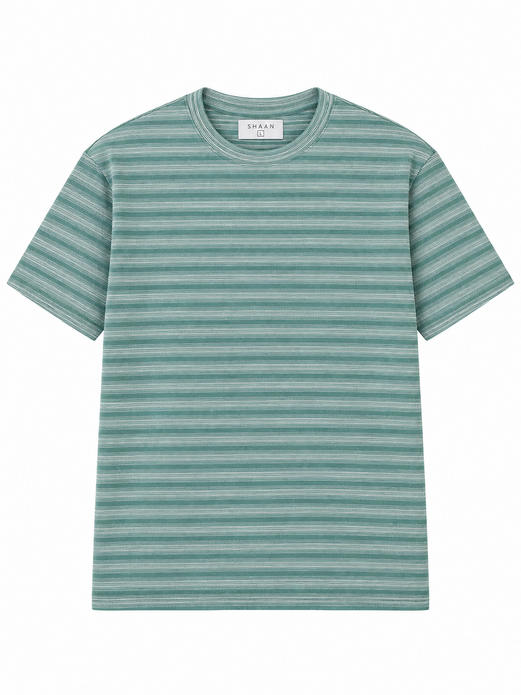 Sage Green Textured Striped Premium Oversized T-Shirt