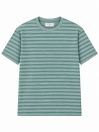 Sage Green Textured Striped Premium Oversized T-Shirt