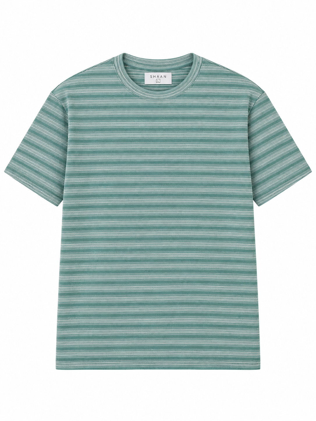 Sage Green Textured Striped Premium Oversized T-Shirt