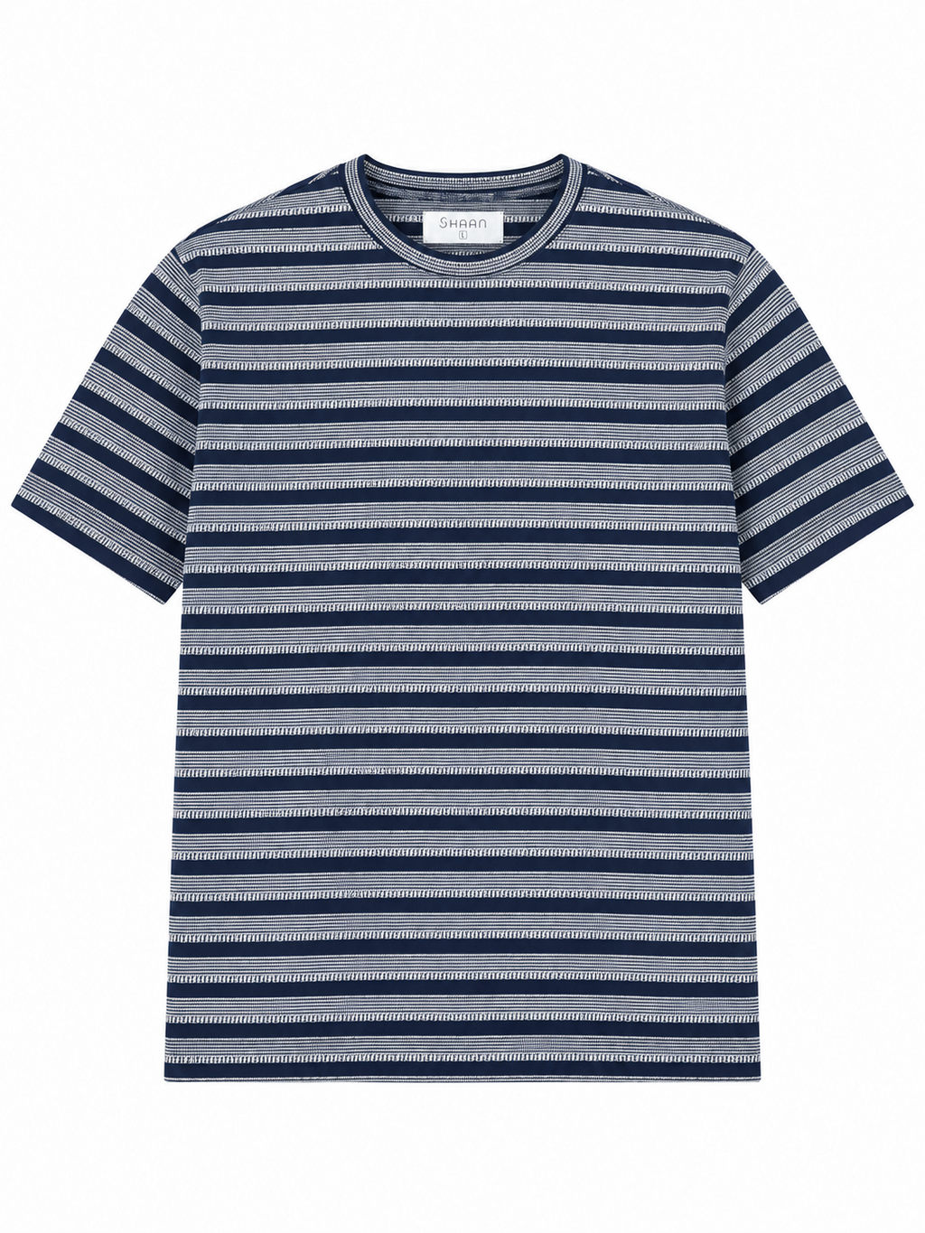 Navy Textured Striped Premium Oversized T-Shirt