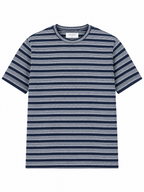 Navy Textured Striped Premium Oversized T-Shirt