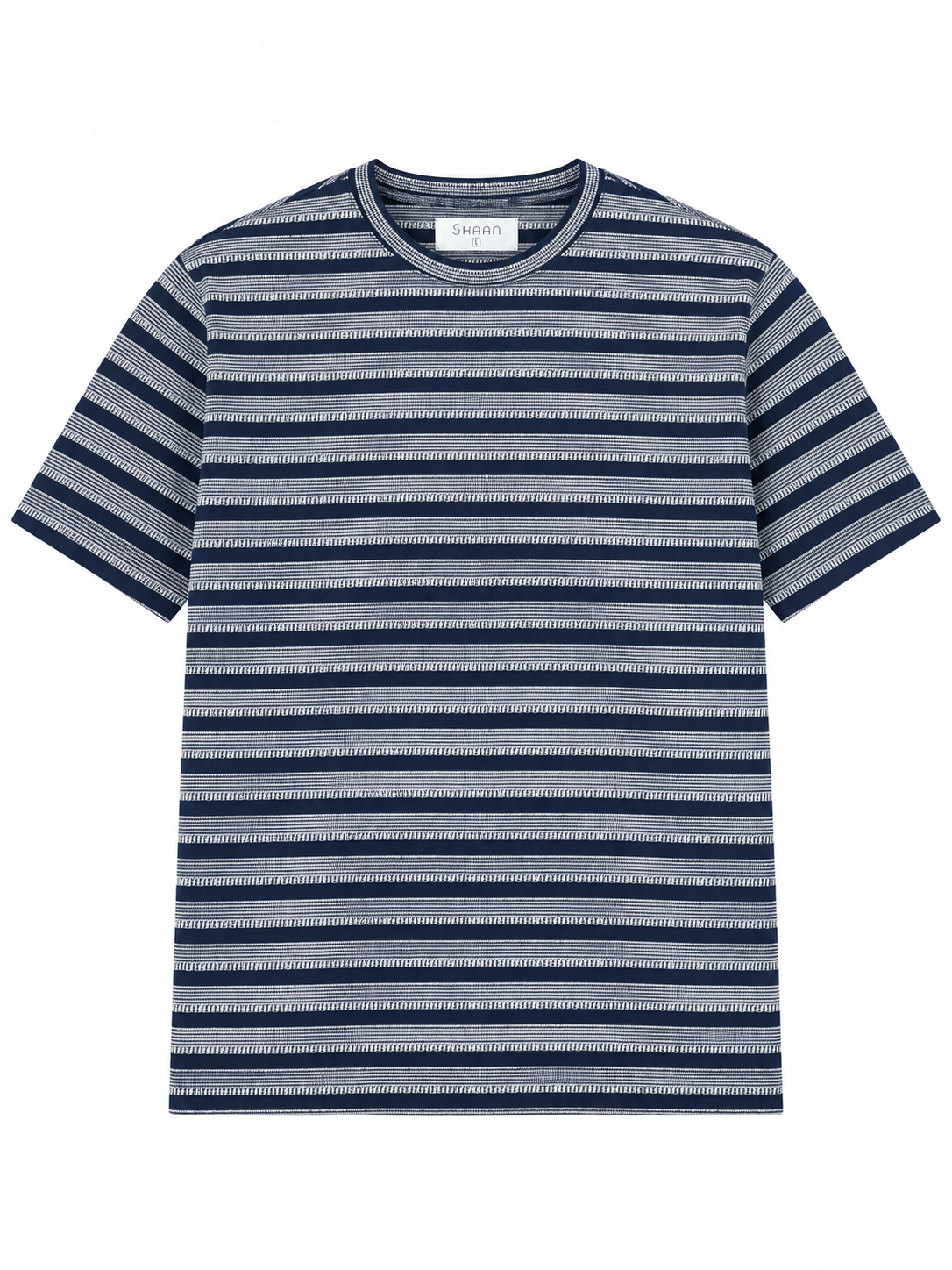 Navy Textured Striped Premium Oversized T-Shirt