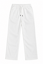 Relaxed Fit Cotton Drawstring White Trousers