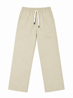 Relaxed Fit Cotton Drawstring Cream Beige Trousers