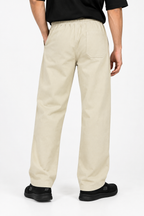 Relaxed Fit Cotton Drawstring Cream Beige Trousers