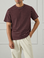 Maroon Fine Stripe Crew Neck T-Shirt