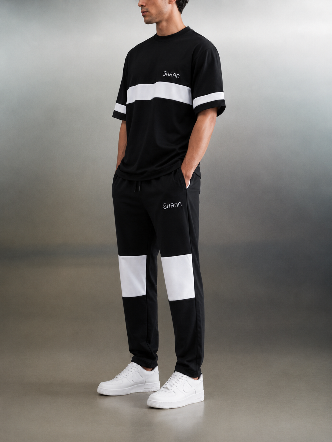 SHAAN Black & White Premium Oversized Tracksuit