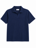 Navy Textured Knit Polo