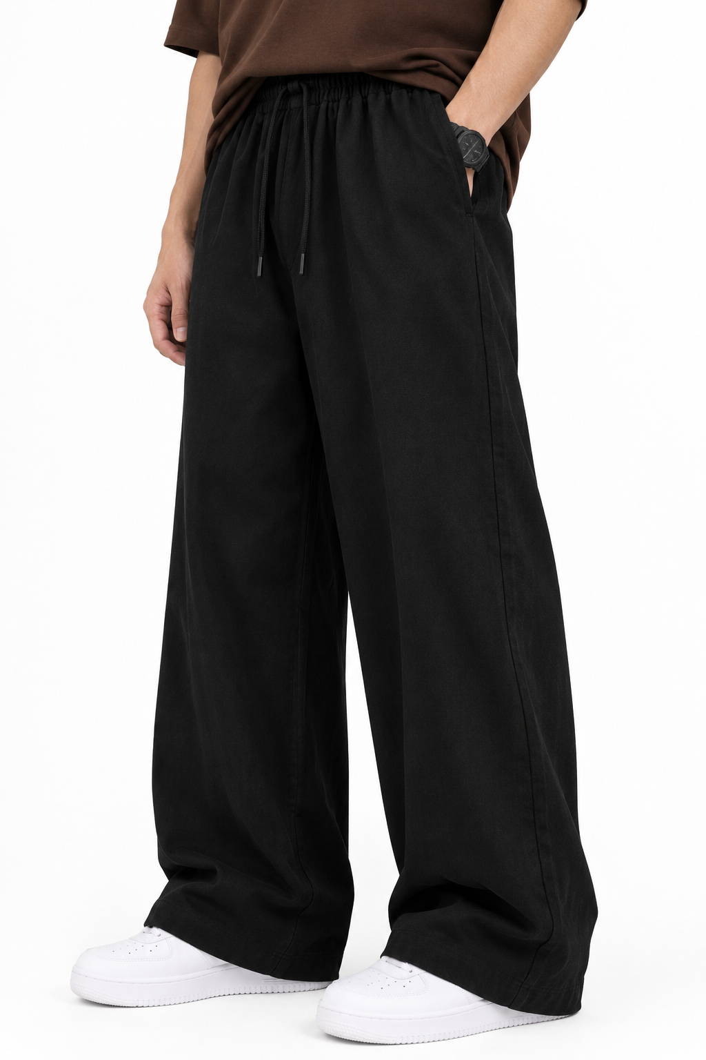 Men’s Black Relaxed Fit Micro Drawstring Trouser
